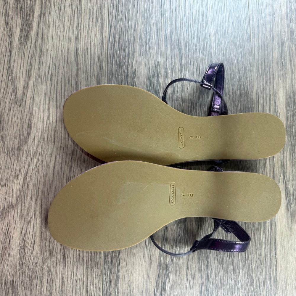 Coach Shirley Purple Signature Jacquard Thong Sandals Metallic Straps Womens 8B - Picture 5 of 13